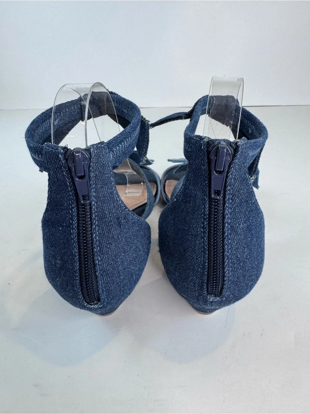 Amelia Grace jean denim wedge sandals size 8.5 - Picture 6 of 12